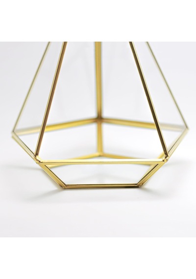 27x21x21cm Pirinç Gold Geometrik Teraryum Cam Fanus Takı Aksesuar Çikolata Kutusu