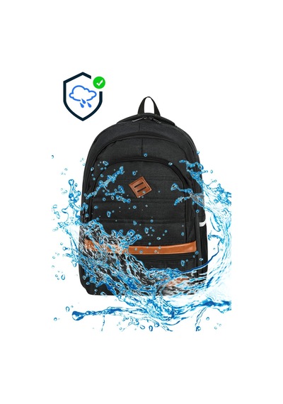 Su Gecirmez Cordura Kumas Punterez Dikisli Laptop Ve Suluk Bolmeli Gunluk Ve Okul Sirt Cantasi Siyah