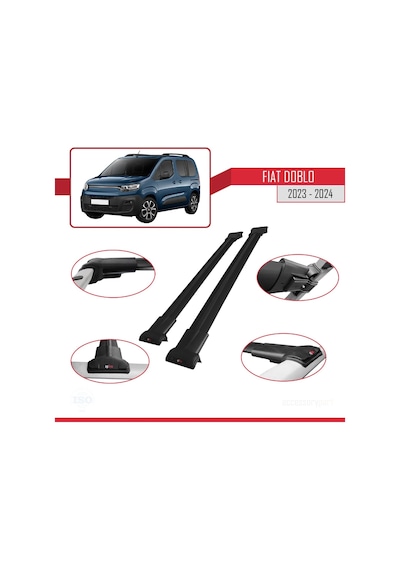 Fiat Doblo 2023 Ve Sonrası İle Uyumlu Fly Model Ara Atkı Tavan Barı Siyah