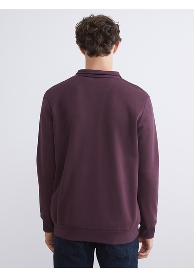 Lcwaıkıkı Classic Mürdüm Dik Yaka Uzun Kollu Erkek Kalın Sweatshirt