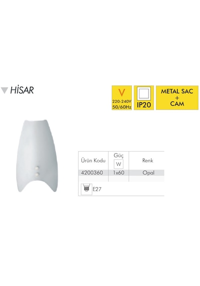 Metal Sac E27 Cam Duvar Apliği Beyaz - Cam