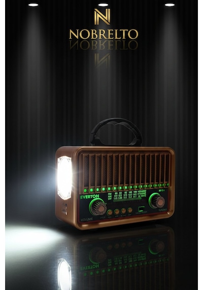 Nobrelto Rt-774 Nostaljik Ahşap Bluetooth Radyo - Işıklı Fenerli