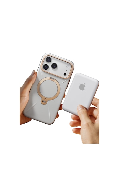 Torras Apple iPhone Uyumlu 17 Pro O Stand Spin Vegskin Serisi Magsafe Kılıf Gri