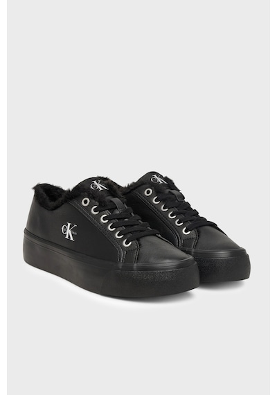Calvin Klein Logolu İçi Kürklü Deri Sneaker Ayakkabı Hw0hw032350gj Kadın Ayakkabı Hw0hw03235 0gj Siyah