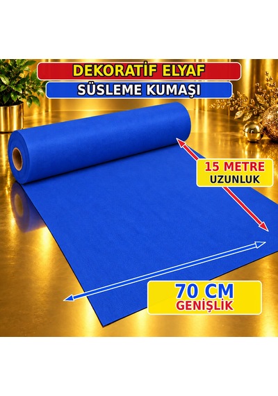 15 Metre Koyu Mavi Tela Kumaş Koyu Mavi Elyaf Kumaş Noel Yılbaşı Süsleme Kumaşı 70 Cm Genişliğinde