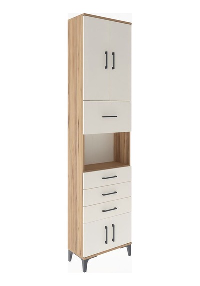 Arges Dolap 3 Raflı 4 Çekmeceli 4 Kapaklı 60x30x243 Çam-aytaşı Atlas Çam
