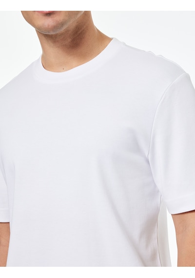 Koton Regular Fit Kısa Kollu Pamuklu Bisiklet Yaka Tişört Ekru 6sam10021mk Ekru