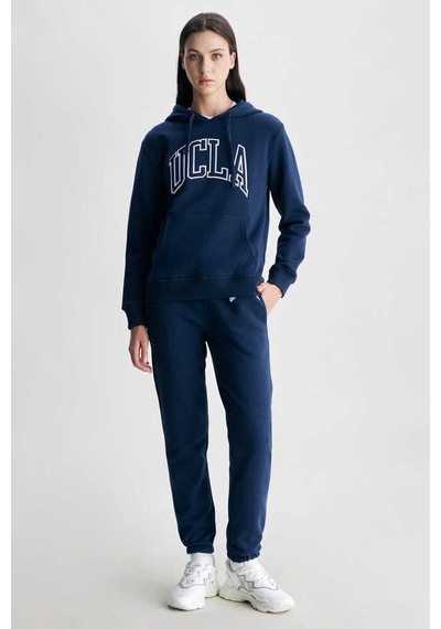 Ucla Rıley Lacivert Kapüşonlu Nakışlı Standard Fit Kadın Sweatshirt Lacivert