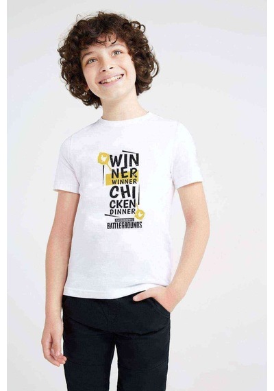 Tshirthane Pubg Winner Winner Baskılı Unisex Çocuk Beyaz Tshirt