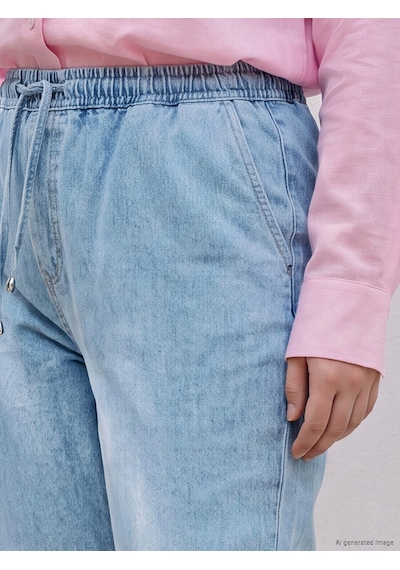 Lcwaıkıkı Curve Mavi Büyük Beden Beli Lastikli Kadın Jean Pantolon