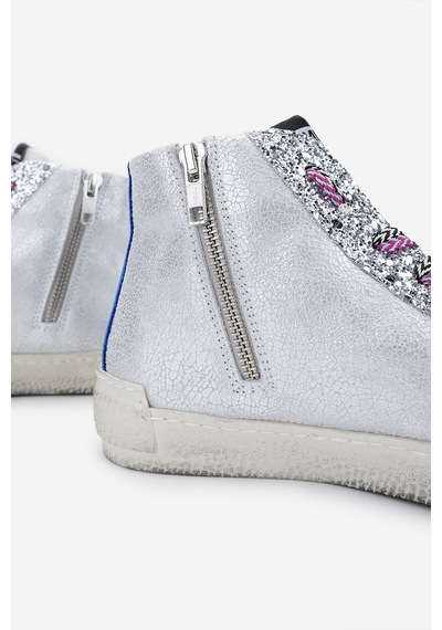 Méliné Kadın Hakiki Deri Sneakers & Spor Bot 1117 321 Nkc Bn Bot Y25 Crack Lam Gümüş