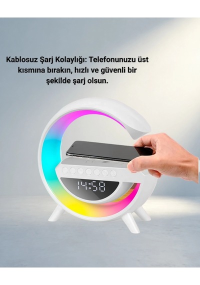 Şık Tasarımlı Kablosuz Şarjlı Masa Lambası 15w Renkli Işık 1200mah Battery