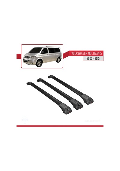 Volkswagen Multivan T5 2003-2015 Arası İle Uyumlu Ace-1 Ara Atkı Tavan Barı Siyah 3 Adet Bar