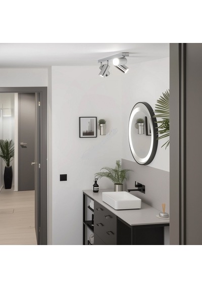 Rıolight Modern1 Krom1 Mafsallı Hareketli Başlık 4xgu10 Duylu Led Spot Avize Ampül Dahil Krom