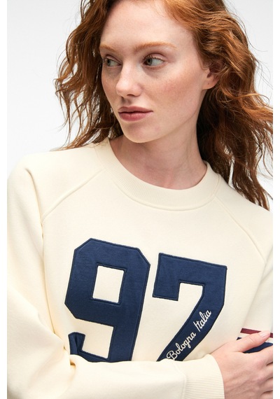 ETHIQUET MIRE AN Kadın Baskılı Yuvarlak Yaka Regular Fit Ekru Sweatshirt