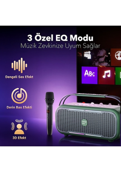 Nowgo C2 60w Taşınabilir Rgb Bluetooth Hoparlör Mikrofonlu Karaoke Parti Speaker Bej