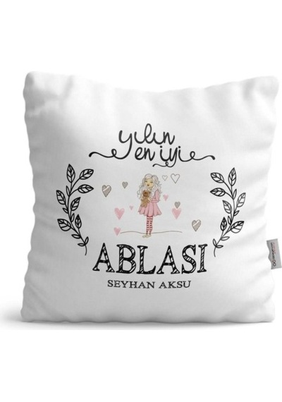 Kişiye Özel Yılın En Iyi Ablası Saten Yastık - 2