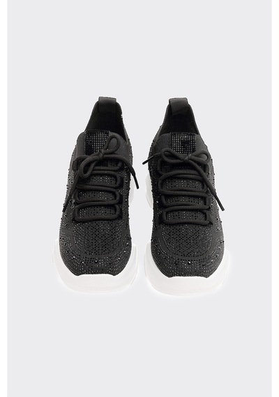 Derinet Comfort Taban Taşlı Kadın Sneaker Siyah Siyah