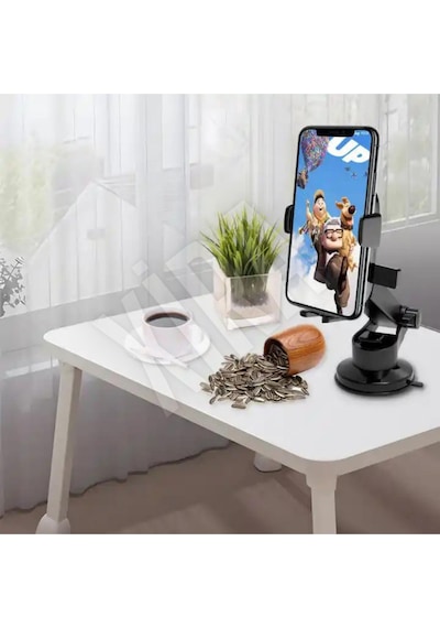 Vantuzlu Araç İçi Ofis Ev Telefon Tutucu Siyah