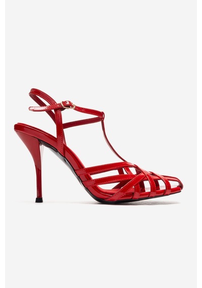 Luvishoes Allos Kırmızı Rugan Kadın Topuklu Ayakkabı Kırmızı