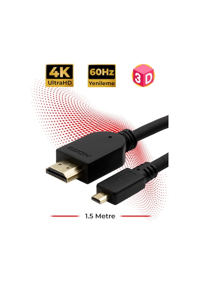 Ttaf Micro Hdmı To Hdmı 4K 60 Hz Görüntü Ve Ses Aktarım Kablosu 1,5 M