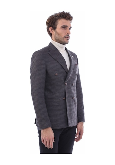 Wessi Kruvaze Slim Fit Erkek Kahverengi Ceket Kahverengi