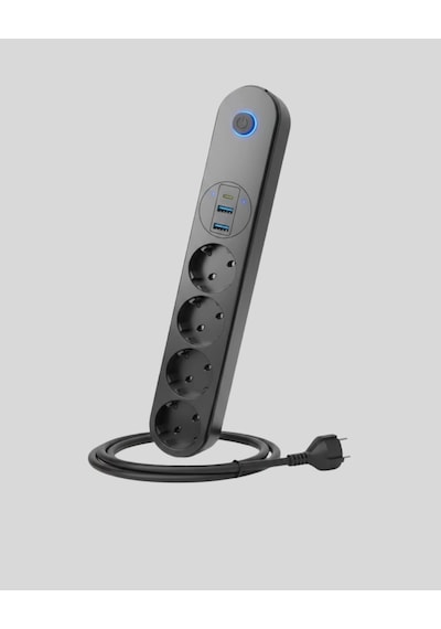 4 Priz 2 Usb 1 Type-c Akım Korumalı Çoklu Priz Led Anahtarlı 1