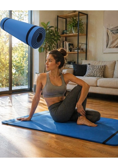10 Mm Yoga Matı Kaymaz Yüzey Çift Taraflı Kullanım Dayanıklı Eva Fitness Minderi Çok Renkli
