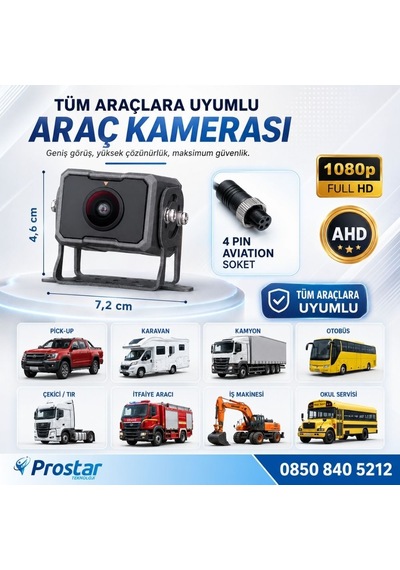 Ahd 1080p/720p Uyumlu Metal Kasa 4 Pin Aviation Soket Starlight Araç Kamerası