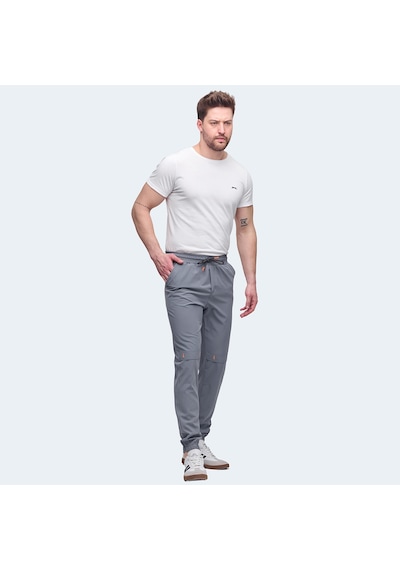 Slazenger NADJA Erkek Cepli Dar Paça Koyu Gri Eşofman Altı
