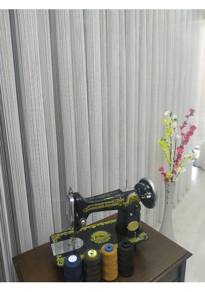 Tül Perde Çizgili Sade Ve Spor Dökümlü Pile Duruşuyla (307535162)