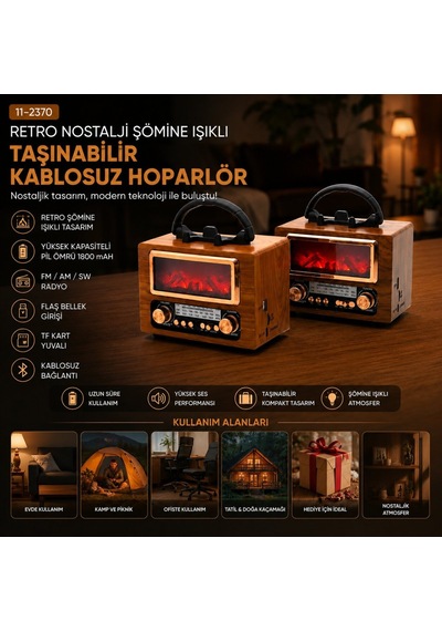Nss Platoon Ns-901bt Pl-4715 Fm Radyo Retro Speaker Mp3 Usb Şömine İbreli Tf Player Usb Şarjlı