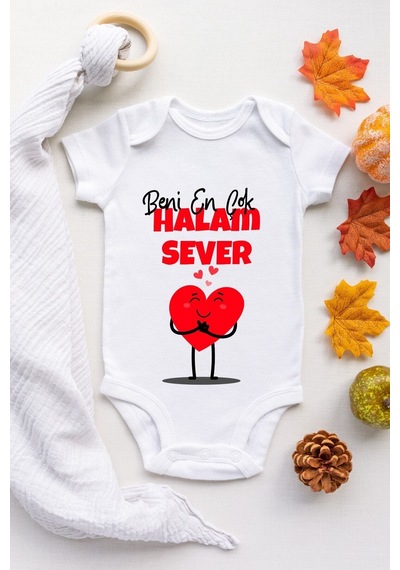Babylimon Unisex Bebek Halam Beni Sever Kısa Kol Zıbın Beyaz - 105791986 Beyaz