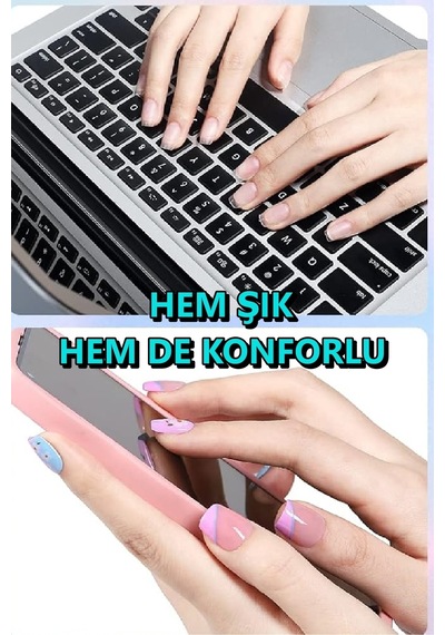 500 Adet Yeni Nesil Jel Destekli Kısa Küt Takma Tırnak Önceden Törpülenmiş Kısa Küt
