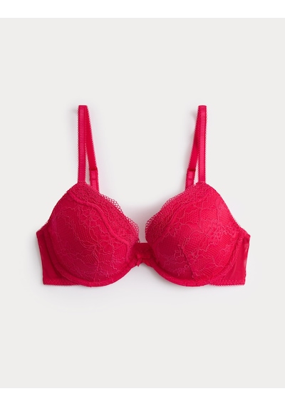 Marks & Spencer Dantelli Balenli Plunge Sütyen T33000318 Kırmızı
