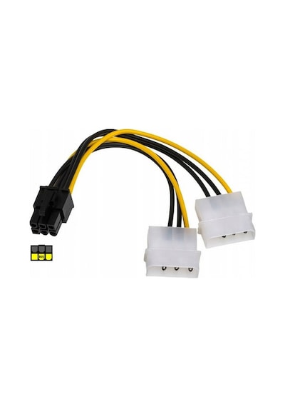 2 X Molex Pcı-e Güç Kablosu To 6pin Grafik Ekran Kartı Dönüştürücü Kablosu 30cm