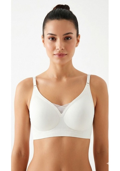 Suısy Soft Touch Fitilli Tül Detaylı Bralet Sütyen Gül Kurusu