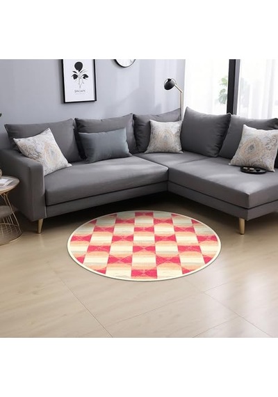 Fatan Kadife Kaymaz Pamuk Tabanlı Yıkanabilir Antibakteriyel Yuvarlak Salon Halısı 140x140 Diğer