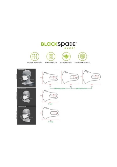 BLACKSPADE Çocuk Koruyucu Maske Fırça Desen S2