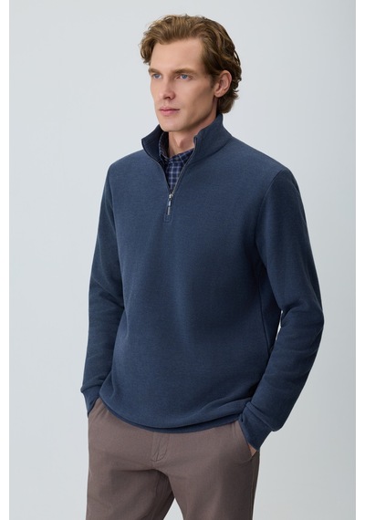 Morven Erkek Lacivert Fermuarlı Bato Yaka Dynamic Fit Sweatshirt 27ks063003200 Lacivert