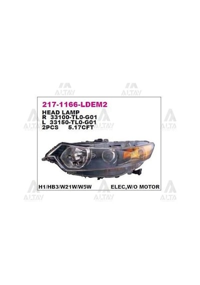 DEPO 2171166LLDEM2 Ön Far Sol Siyah Honda Accord 08-10