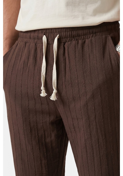 Rizzup Kahve Çizgi Dokulu Rahat Kesim Yazlık Spor Pantolon Hafif Kumaş Modern Tasarım 2600263