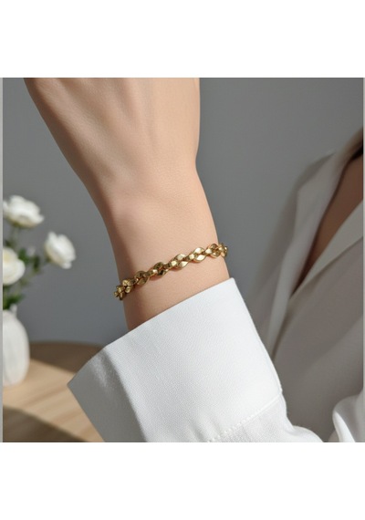 Lente Aksesuar Xuping 14k Altın Kaplama İçiçe Geçme Zincir Modern Kadın Bileklik Altın