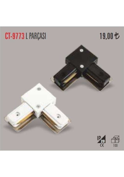 Cata Ct-9773 Monofaze Ray L Parça Ray Armatür Için Beyaz - Siyah