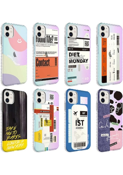 Apple Uyumlu iPhone 12 Airbag Kenarlı Renkli Desenli Silikon Zore Elegans Kapak