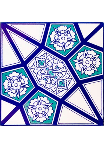 Armada Çini 20x20 Cm Ac 3 A Geometrik Mavi Beyaz Desen Çini Karo
