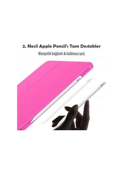 İpad Air 11 M3 2025/m2 2024/air 10.9 2022/2020 İle Uyumlu Kılıf, Kapaklı, Standlı, Uyku Modlu Smart, Şeker Pembe