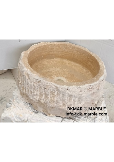 DkMar Traverten Kütük Lavabo