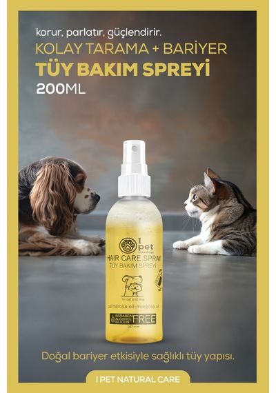 Kedi Köpek Tüy Parlatıcı Ve Kolay Tarama Spreyi 200 Ml Dış Etkenlere Karşı Koruma