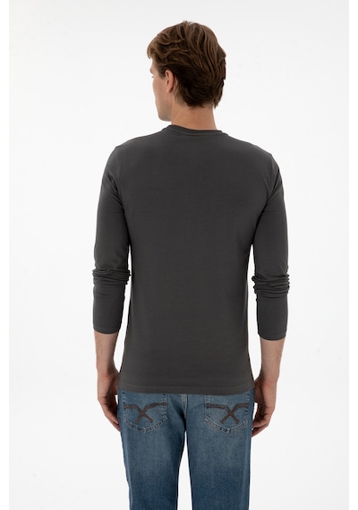 U.S. Polo Assn. Erkek Slim Fit Bisiklet Yaka Grı Süprem Basic Sweatshirt 50313744-VR024